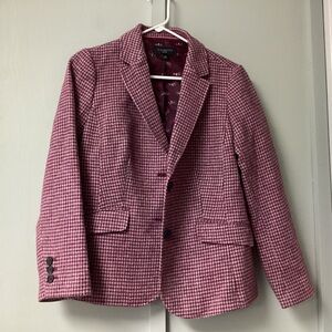 Talbots Blazer Jacket Woman 12P Wool Pockets Classic Herringbone Lined 2 Button